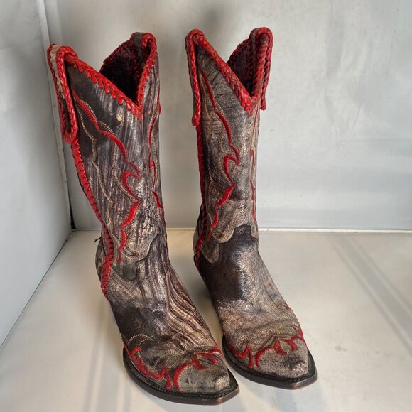 Lucchese Charlie One horse  Gold and Red boots 7.5 - Picture 2 of 8